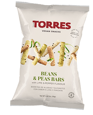 Barritas de alubias y guisantes con sabor a lima i pimienta